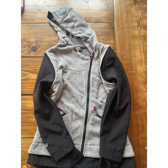 New Balance Jackets & Blazers - New Balance Womens Hybrid Full Zip Hoodie Jacket Grey Black Fleece Lined